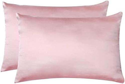 100% Mulberry Silk Pillowcases Set of 2 for Hair and Skin and Super Soft and Breathable Standard Size Nature Silk Pillowcases (Standard, Pink)