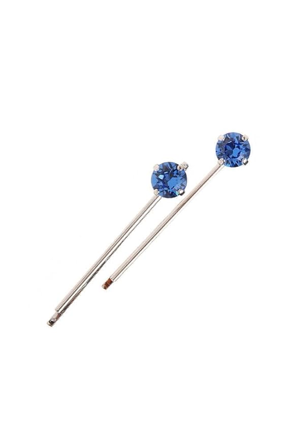 L. Erickson Little Gem Bobby Pin Pair - Sapphire/Silver