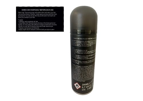 MANE Hair Thickening Spray & Root Touch Up, Instantly Thicker Hair for Men & Women, Fill in Hairlines and Hide Thinning and Fine Patches - Jet Black, 12 Colors (6.76 oz)