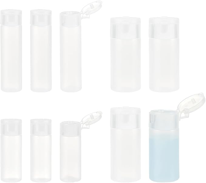 BENECREAT 10Pcs 12ml/18ml/30ml Travel Bottles Plastic Toiletry Bottles Flip Cap Squeeze Sample Bottle Containers for Makeup Lotion Emulsion Foundation Shampoo Packing