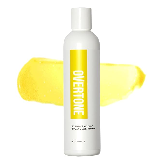 Overtone Daily Color Depositing Conditioner, Extreme Yellow, 8oz, Hydrating, Damage-Free Temporary Hair Color for All Hair Types with Shea Butter & Coconut Oil, Vegan & Cruelty-Free