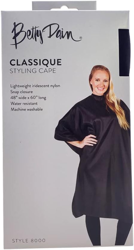 Betty Dain Classique Cutting/Styling Cape, Lightweight Fabric, Water-Resistant, Machine Washable Nylon, Snap Closure