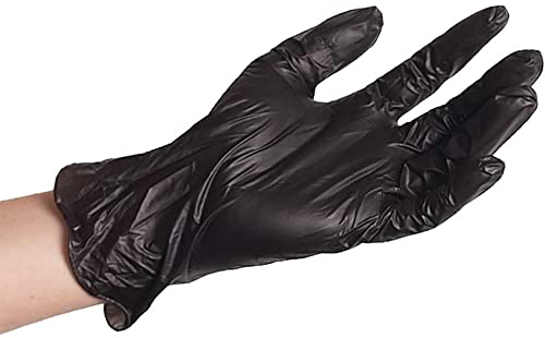ForPro Disposable Vinyl Gloves, Black, Industrial Grade, Powder-Free, Latex-Free, Non-Sterile, Food Safe, 2.75 Mil. Palm, 3.9 Mil. Fingers, Large, 100-Count