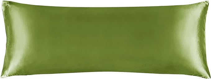 BEDELITE Satin Body Pillow Cover, Super Soft and Cooling Body Pillow Pillowcase for Hair and Skin, Breathable Silky Full Long Pillowcase Cover(20"x54", Cedar Green)