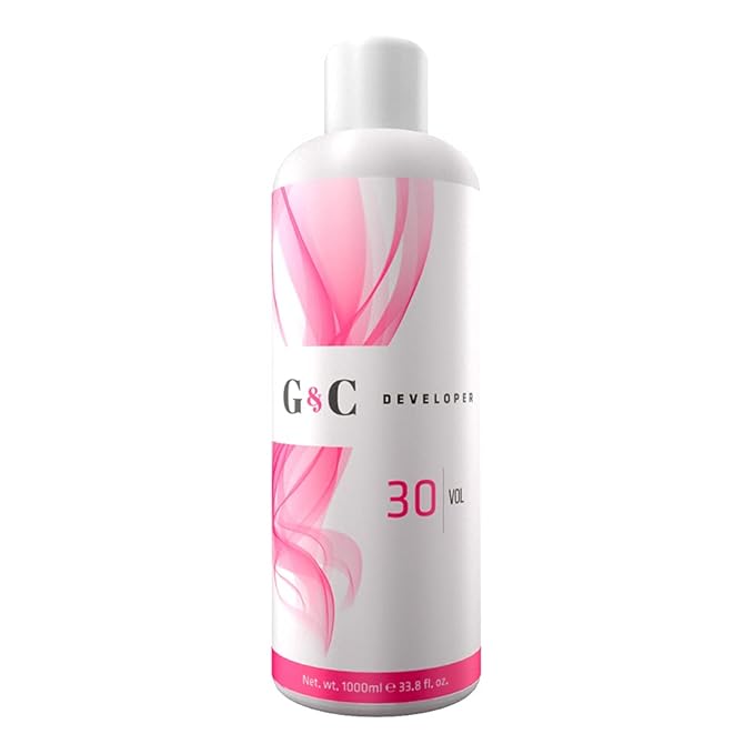Gel and Cream 30 Volume Professional Lightening System Peroxide Developer with Collagen - Ideal for Sensitive Scalps, Gentle and Effective Lightening, Strengthens Hair, 33.8oz / 1lt, Made in Italy