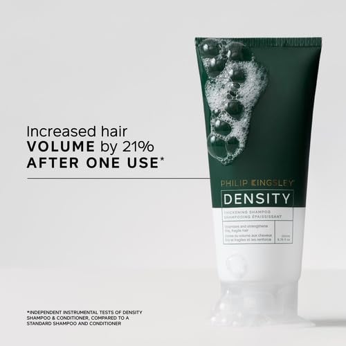 PHILIP KINGSLEY Density Thickening Shampoo for Thinning Hair and Hair Loss, Fine, Fragile Thin Hair Thickener, Volumizer, Strengthener, Volumizes and Strengthens, 6.76 oz