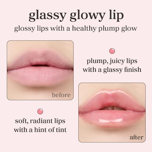NOONI Korean Lip Oil - Applepeony | Long-Lasting, Moisturizing, Plumping, Revitalizing for Dry Lips, Waterproof, No Peel Off, Hydrating, Nourishing Crystal Clear, Stocking Stuffers 0.12 FL Oz