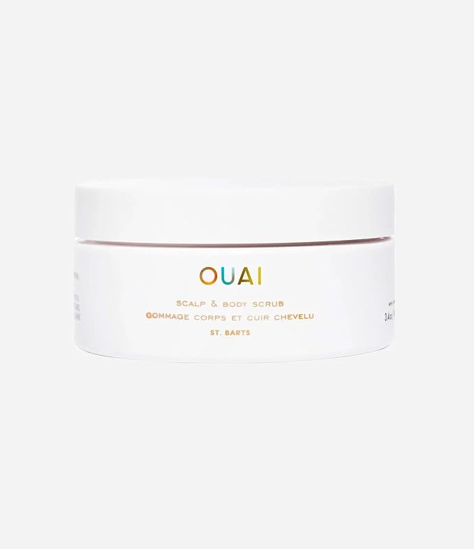 OUAI Scalp & Body Scrub, St. Barts Travel Size - With Sugar & Coconut Oil Blend for Smooth Moisturized Skin - Gentle Scalp Scrub for Removing Product Build Up (3.4 Oz)