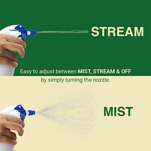 Heavy Duty 32oz Plastic Spray Bottles for Cleaning - Large Empty Industrial Bottles for Gardening Solutions, Vinegar, Chemicals, Professional Cleaners - Adjustable Sprayer Nozzle - Blue 2 Pack