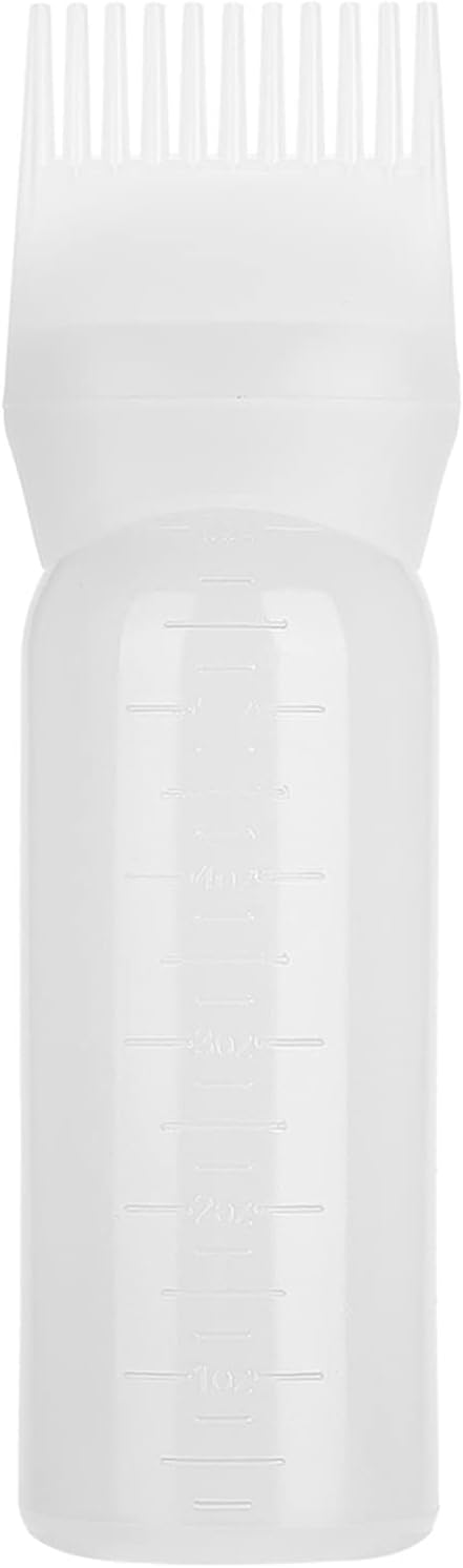 Professional Hair Color Applicator Bottle Set, White Plastic Comb Dispensing Tools for Salon Beauty Hair Dye and Oil Application