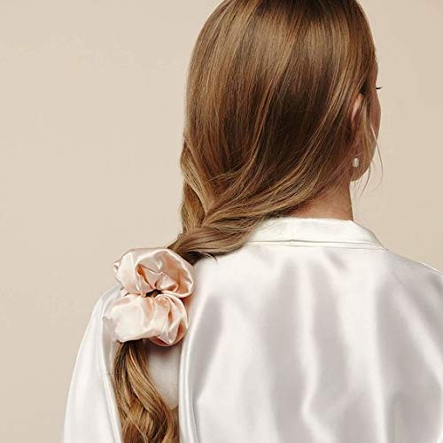 OLESILK 100% Mulberry Silk-Scrunchies for Hair Sleep, Women Grils Silk Hair Ties for Frizz & Breakage Curly Hair, No Damage, Elastics Ponytail Holder, 3 Pack
