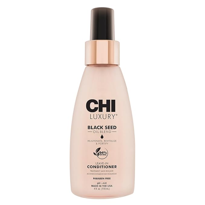 CHI Luxury Black Seed Oil Leave-In Conditioner, Moisturizing Treatment To Strengthen Hair, Thermal Protectant, Sulfate, Paraben & Gluten-Free, 4 Oz
