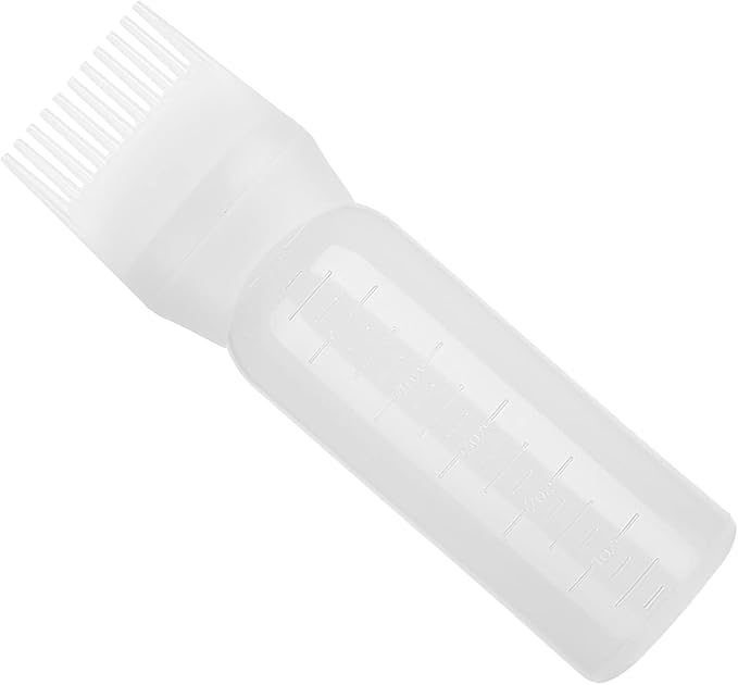 Professional Hair Color Applicator Bottle Set, White Plastic Comb Dispensing Tools for Salon Beauty Hair Dye and Oil Application