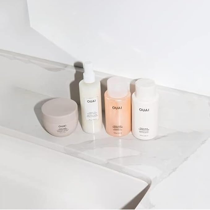 OUAI Thick Hair Shampoo & Conditioner Set, Travel Size - Moisturizing Shampoo & Conditioner - With Keratin, Marshmallow Root, Shea Butter & Avocado Oil - Sulfate, Paraben & Phthalate Free (3 Oz)