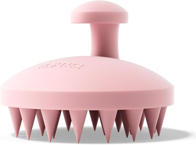 SXNSE - Revive Silicone Scalp Massager, Rose - Manual Hair & Scalp Scrubber for Dandruff, Buildup, Itch, & Hair Growth - Soft Exfoliating Silicone Bristles for Wet & Dry Hair, Flake-Free Finish