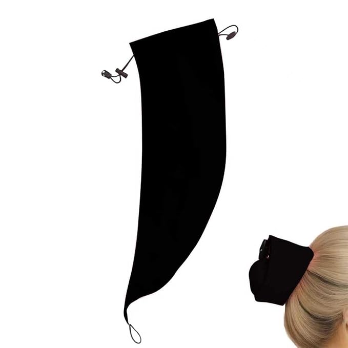 Waterproof Hair Sleeve for Long Hair, Reusable Adjustable Crown Washing Shower Cap Ponytail, Protect Styled Hairs, Quick Root Refresh, Wash Pony Caps for Women Pool Travel Gym Beach (Black)
