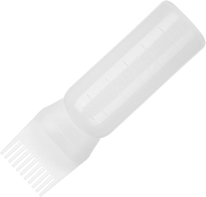 Professional Hair Color Applicator Bottle Set, White Plastic Comb Dispensing Tools for Salon Beauty Hair Dye and Oil Application