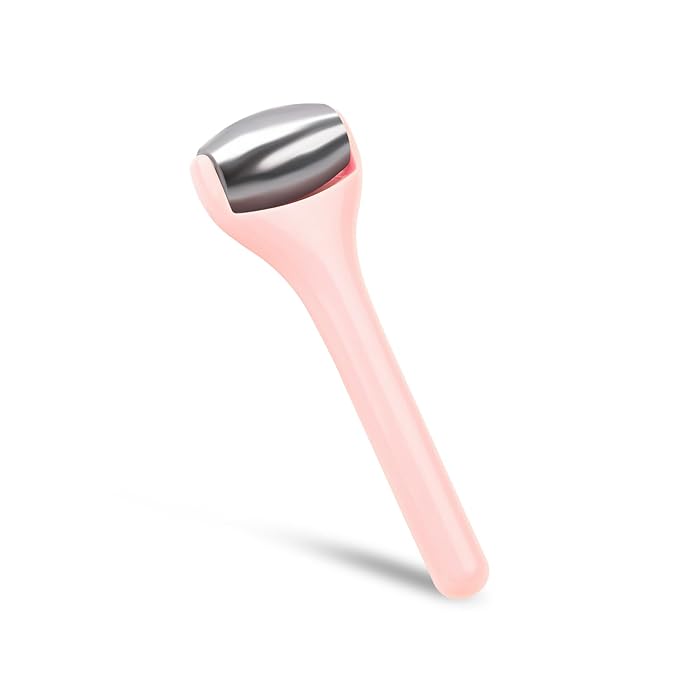 MAANGE Mini Eye & Face Rollers for Eye Massager, Stainless Steel Eye Ice Roller for Relief Puffiness Migraine Skincare Facial Roller (Pink)