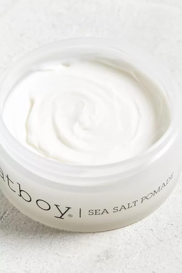 Fatboy Sea Salt Hair Pomade with Coconut Oil & Shea Butter, Lightweight Hold for Texture, Styling & Shine, Tousled Beach Waves Finish, Hair Care for All Hair Types, Paraben Free, Color Safe, 2.6 Oz