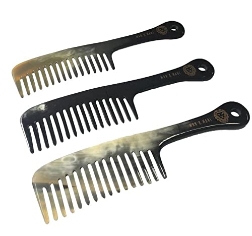Premium Handmade 100% Oxhorn Anti-static Wide Tooth Detangling & Styling Comb for Women & Men