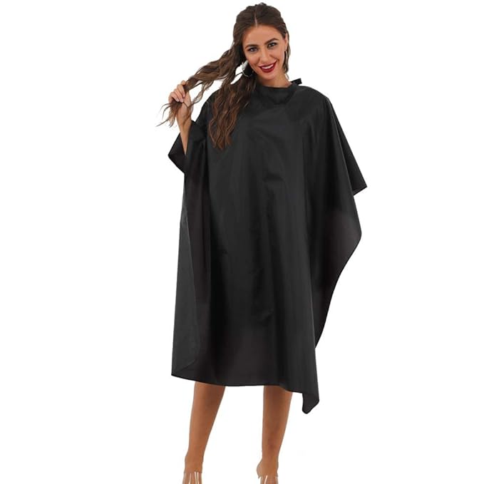 Black Barber Cape - Professional Nylon Waterproof Salon Cape, 59" x 47", 10 Pack