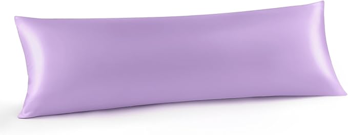 INFIIXSO Body Pillow Cover with Zipper, Luxury Mulberry Silk Body Pillow Case 20x54 Inches, Ultra Smooth and Soft Cooling Long Pillowcase, Gift for Women, Men(Lavender)