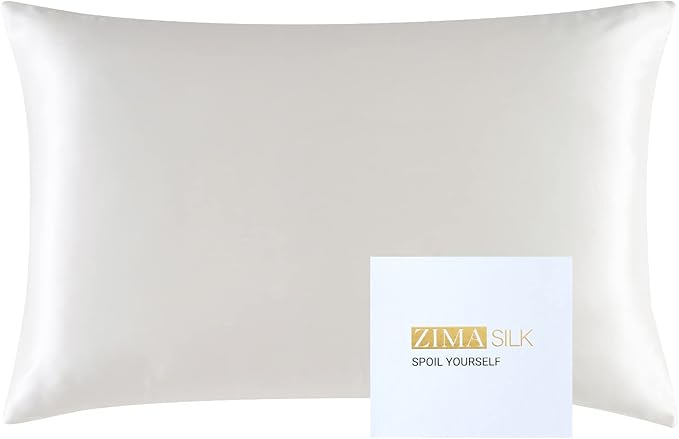 ZIMASILK 25 Momme 100% Pure Mulberry Silk Pillowcase for Hair and Skin Care, Highest Grade 6A Pillow Cases for Women, Long-Lasting Durablity, Gift for Women Men, 1Pc (Standard 20"x26", Ivory)