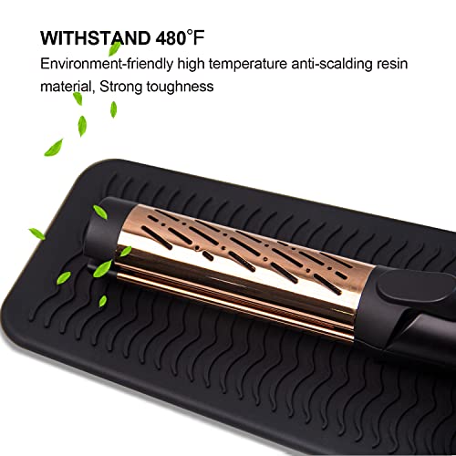ANGENIL Silicone Heat Resistant Travel Mat Pouch for Titanium Ceramic Flat Iron, Hair Straightener Professional and Curler 2 in 1, Curling Wand, Crimper Hair Iron Tools, Food Grade Silicone, Black