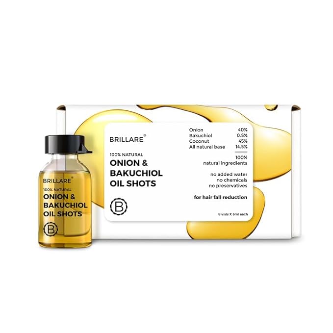 Nova Bloom Brillares Onion & Bakuchiol Hair Oil Shots | Nourishing Scalp Treatment for Stronger Hair | Helps Reduce Hair Breakage & Improve Texture | Lightweight, Non-Greasy Formula | For Men & Women