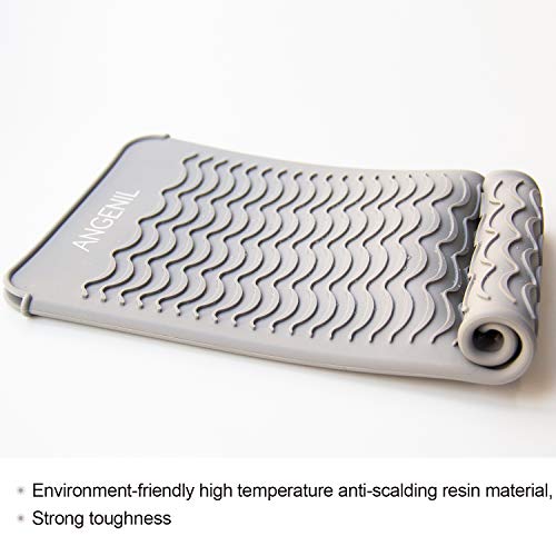 ANGENIL Professional Silicone Heat Resistant Mat Pouch for Hair Straightener, Curling Iron and Flat Iron, Portable Travel Mat and Cover for Hair Styling Tools, Grey