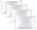 BEDELITE Satin Pillowcase for Hair and Skin, Super Soft Similar to Silk Pillow Cases 4 Pack with Envelope Closure, Cooling Pillowcases for Women Men (20"x26" Standard Size, White)