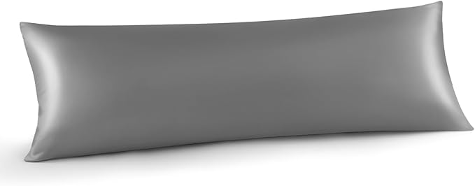 INFIIXSO Body Pillow Cover with Zipper, Luxury Mulberry Silk Body Pillow Case 20x54 Inches, Ultra Smooth and Soft Cooling Long Pillowcase, Gift for Women, Men(Dark Grey)