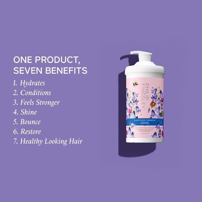 Elasticizer Therapies Bluebell Woods Deep-Conditioning Treatment Hair Mask Repair for Dry Damaged Curly Hair Hydrate Condition Strengthen Reduce Frizz Add Bounce Shine, 33.8 fl oz (1000ml)