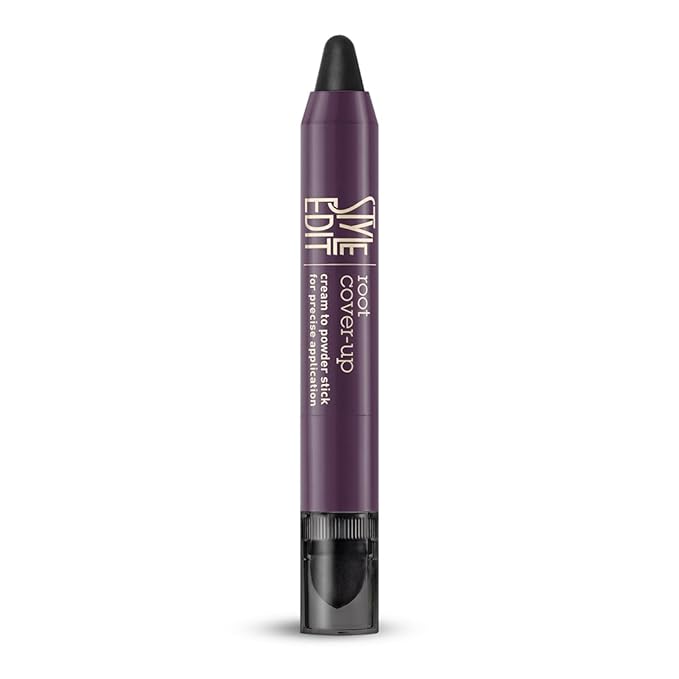 Style Edit Root Touch Up Stick - Temporary Root Concealer and Black Hair Color for Gray Coverage, Premium Shading Sponge Pen for Hair Makeup, 0.11 oz