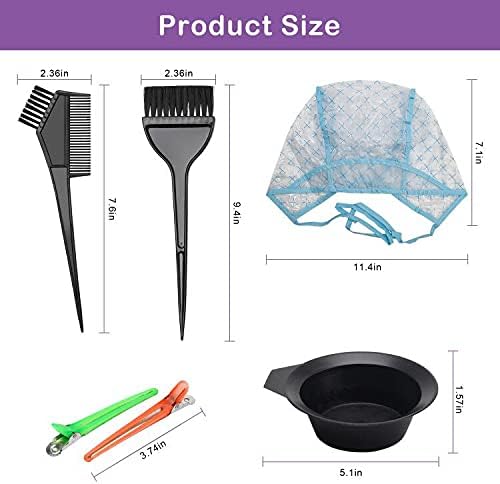AHIER 23 Pack Hair Coloring Kit, Include Hair Dye Brush and Bowl Set, Highlight Cap Kit, Ear Cover, Gloves, Shawl, Shower Cap for DIY Salon Coloring Tools