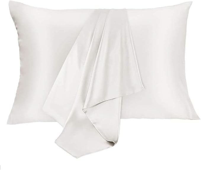 Silk Pillowcase for Hair and Skin 2 Pack 100% Mulberry Silk Bed Pillowcase Hypoallergenic Soft Breathable Both Sides Silk Pillow Case with Hidden Zipper, King Size Pillow Cases (White)