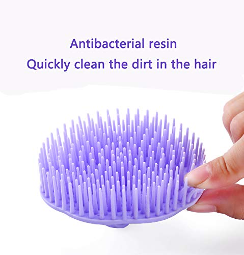 Hair Scalp Brush Dandruff Cleaning Brush Shower Scalp Shampoo Brush Scalp Massager Pack of 4 (Orange and Violet)