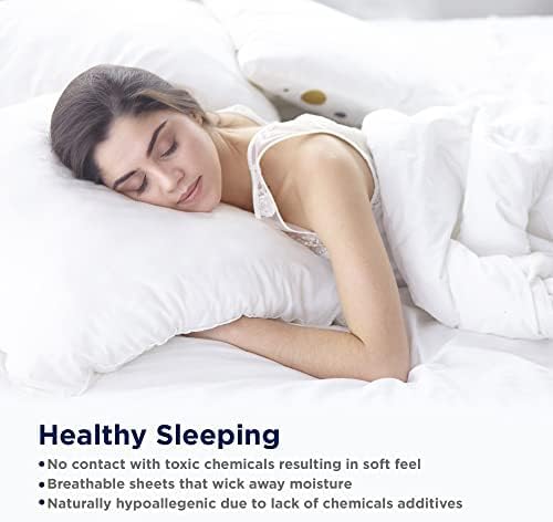 Lane Linen 100% Organic Cotton Pillow Cases King Size (20''x36'') King Size Set of 2 Certified Organic Cotton Pillowcases Set of 2 White Pillow Cases