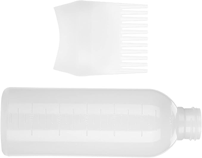 Professional Hair Color Applicator Bottle Set, White Plastic Comb Dispensing Tools for Salon Beauty Hair Dye and Oil Application