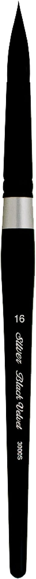 Silver Brush Limited 3000S-16 Black Velvet Round Paintbrush for Watercolor, Gouache, Inks, & Dyes, Size 16, Short Handle