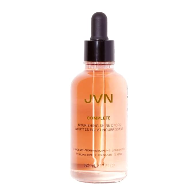 JVN Complete Nourishing Shine Drops, 1.7 Fl Oz, Frizz Fighting, Hair Smoothing Oil for Shine and Strength, Hair Care for Women and Men, Silicone Free