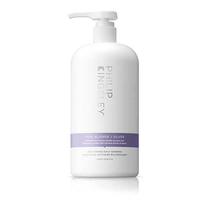 PHILIP KINGSLEY | Pure Blonde/Silver Purple Brightening Shampoo | Color Correcting Shampoo for Blonde, Silver, Grey, Platinum, Bleached, Brassy Hair | For Orange Brassiness and Yellow Tones | 33.8oz