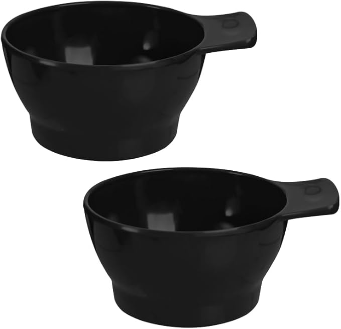Melamine Hair Dye Mixing Bowls - 2 Black Modern Bowls with Handle - 350ml Capacity - Durable & Lightweight