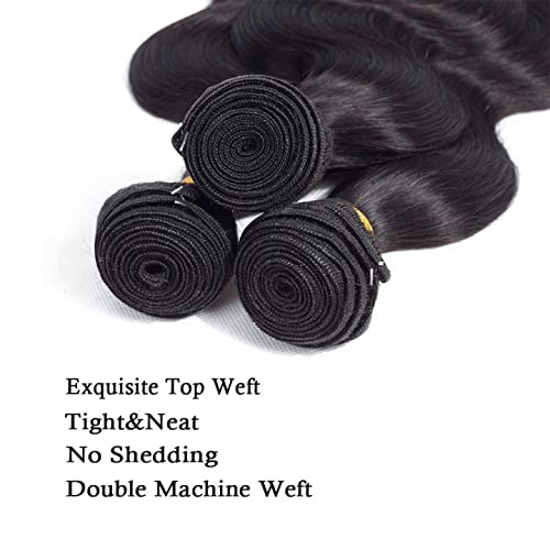 Body Wave Bundles Human Hair Natural Black Bundles 26 26 26 Inch Niegmeag Double Weft Peruvian Virgin Remy Color 1B Body Wave Bundle Natural Black Color