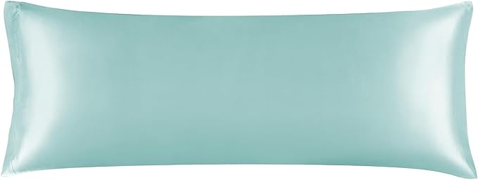 BEDELITE Satin Body Pillow Cover, Super Soft and Cooling Body Pillow Pillowcase for Hair and Skin, Breathable Silky Full Long Pillowcase Cover(20"x54", Blue Grey)