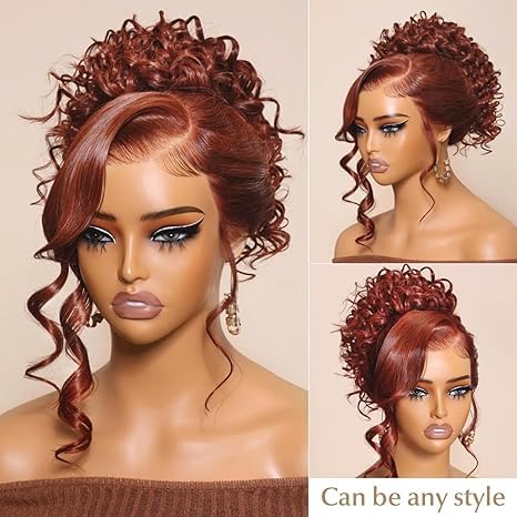AMIRTY 250 density Dark Ginger Wig Human Hair Pre Plucked 13x4 Auburn Colored Lace Front Wigs Body Wave Glueless Wigs Human Hair HD Lace Frontal Reddish Brown Human Hair Wig 22 Inch