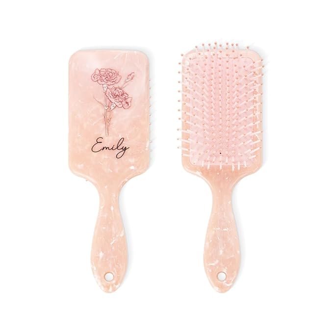 Custom Hair Brushes For Women Personalized Birth Month Flower Name Hair Brush for Curly Hair Detangling Wet Hairbrush Birthday Christmas Gifts For Mother Daughter Grandma