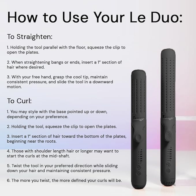 L'ANGE HAIR Le Duo Grande 360° Airflow Styler | 2-in-1 Curling Wand & Titanium Flat Iron Professional Hair Straightener and Curler with Cooling Air Vents to Lock in Style | Adjustable Temp (Black)