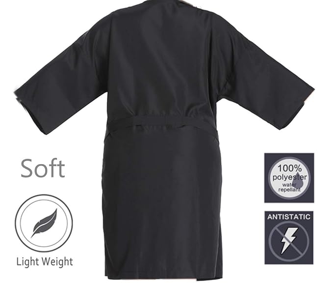 PERFEHAIR Salon Robes Smock for Clients, Pack of 8, Hair Salon Client Gown Cape, Black