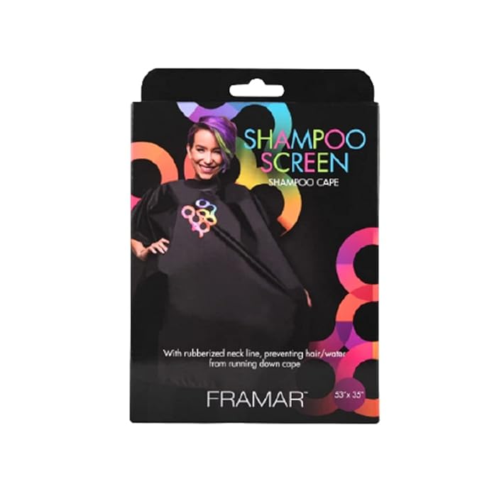 FRAMAR Black Salon Cape – Shampoo Hair Cape, Salon Color Capes, Chemical Capes For Hairstylist, Hair Dressers Drape, Cosmetology Supplies, Barber Supplies - Snap Closure & Rubberized